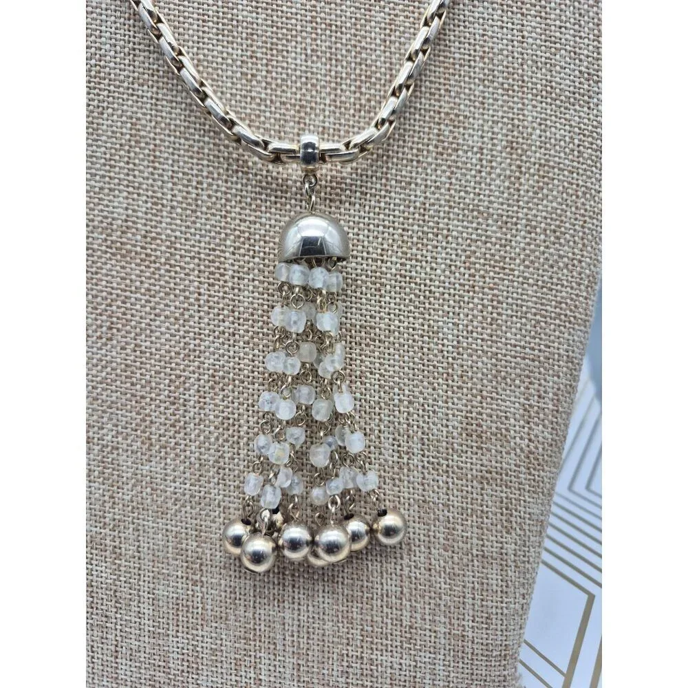 Cute Thick Gold Tone Chain with Dangle Tassel Pendant 24